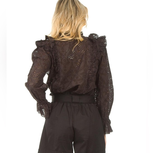 Sofie Schnoor Eyelet Lace Women's Top Black - Picture 2 of 12